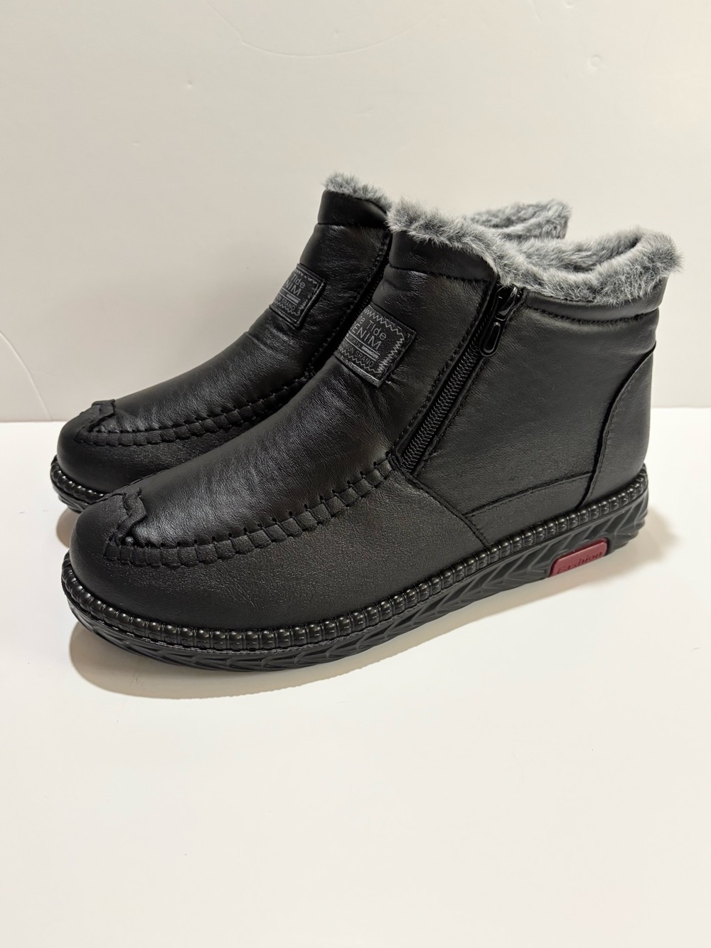 Women’s Black Faux-Fur Lined Zip Ankle boots